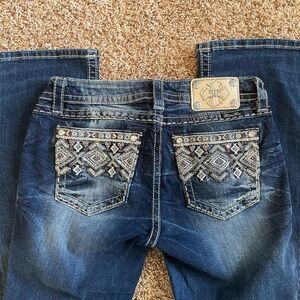 Miss Me Blue Jeans with Embellished Pockets